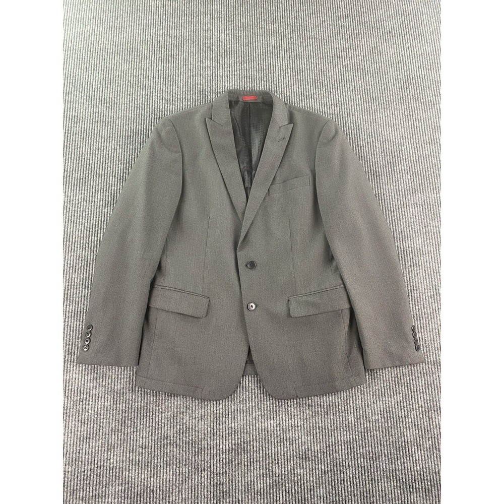 John Varvatos USA Suit Jacket 40 R Gray Polyester Viscose Solid Designer Sport